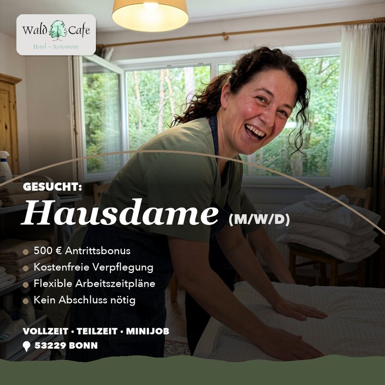 Motiv 1 — Hausdame beim Beziehen eines Betts